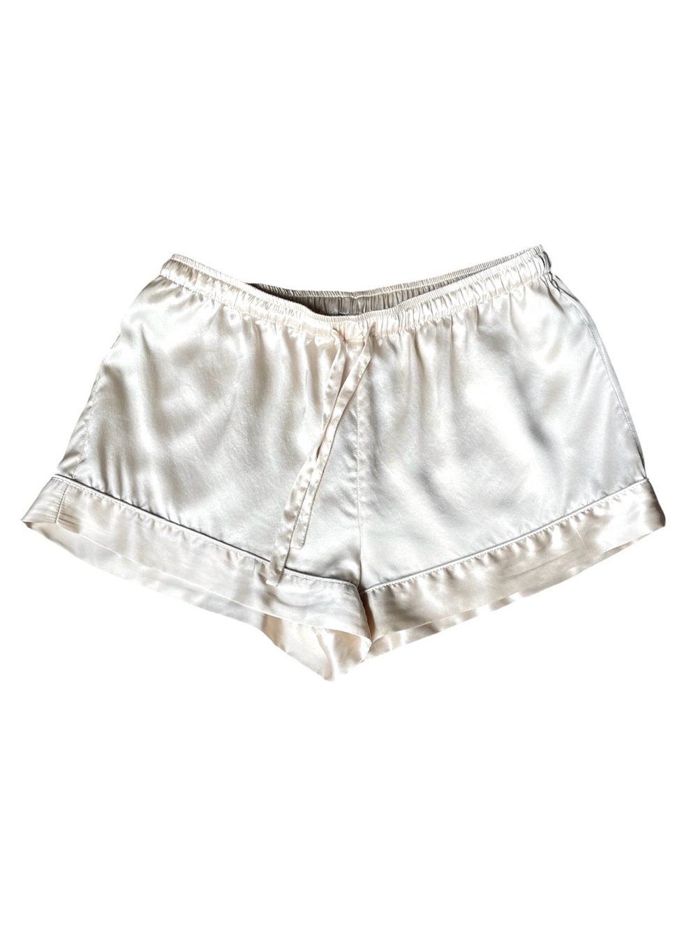Neiman Marcus Cream Satin Lounge Shorts